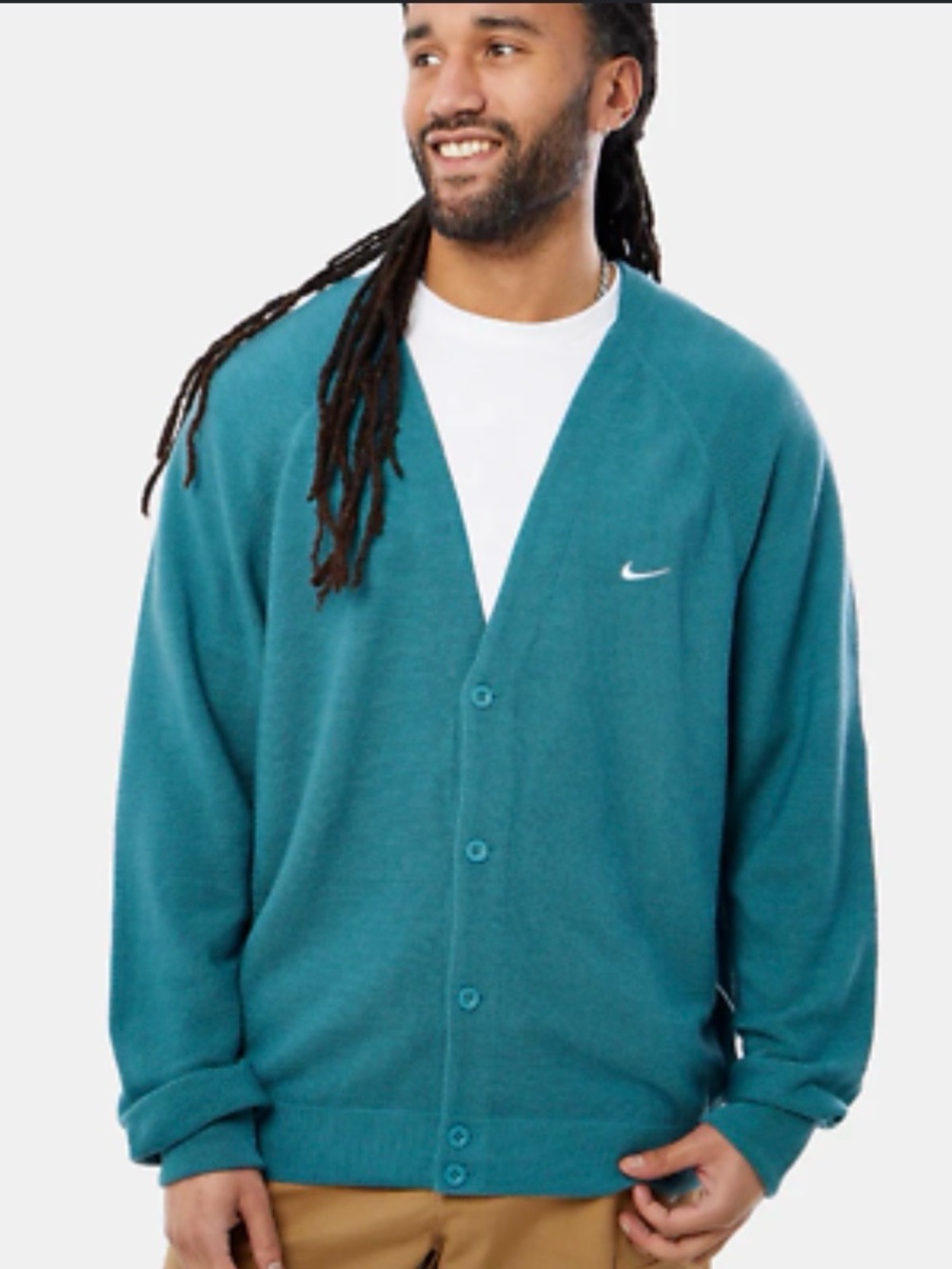 Nike Teal V-Neck Button-Front Cardigan Sweater for Men